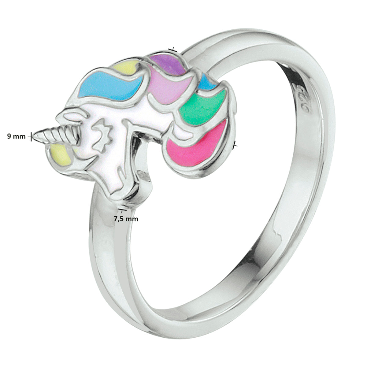 vDam Ring Eenhoorn Zilver Gerhodineerd 1332790 Maat 14