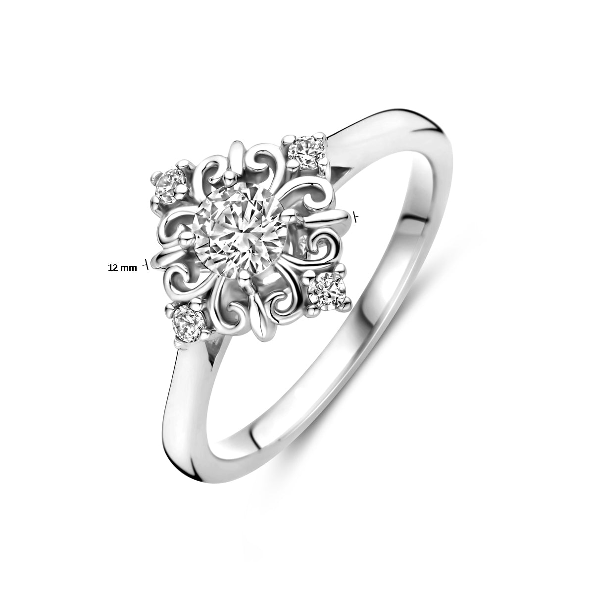 vDam Ring Filigrain Zirkonia Zilver Gerhodineerd 1339201 Maat 16½