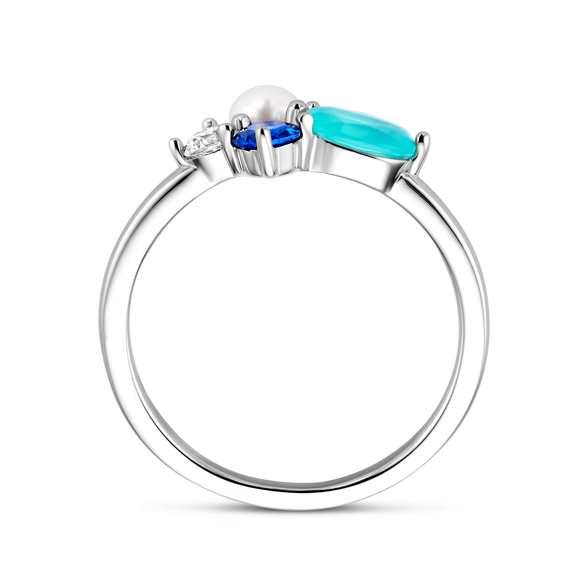 vDam Ring Gekleurd Zirkonia, Parel En Kleursteen Zilver Gerhodineerd 1338526 Maat 17¾