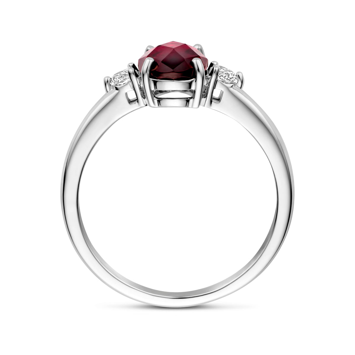 vDam Ring Granaat En Zirkonia Zilver Gerhodineerd 1340325 Maat 18½