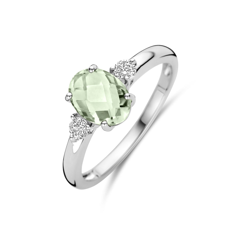 vDam Ring Groen Amethist En Zirkonia Zilver Gerhodineerd 1340330