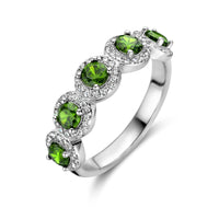 vDam Ring Groen En Wit Zirkonia Halo Zilver Gerhodineerd 1336742