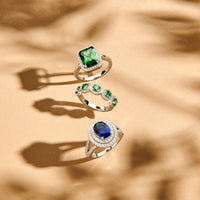 vDam Ring Groen En Wit Zirkonia Halo Zilver Gerhodineerd 1336742 Maat 17¾