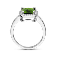 vDam Ring Groen En Wit Zirkonia Halo Zilver Gerhodineerd 1336817 Maat 16½