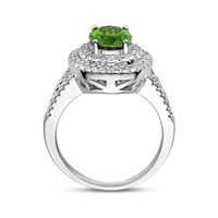 vDam Ring Groen En Wit Zirkonia Halo Zilver Gerhodineerd 1336834 Maat 17¾