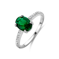 vDam Ring Groen En Wit Zirkonia Zilver Gerhodineerd 1335860