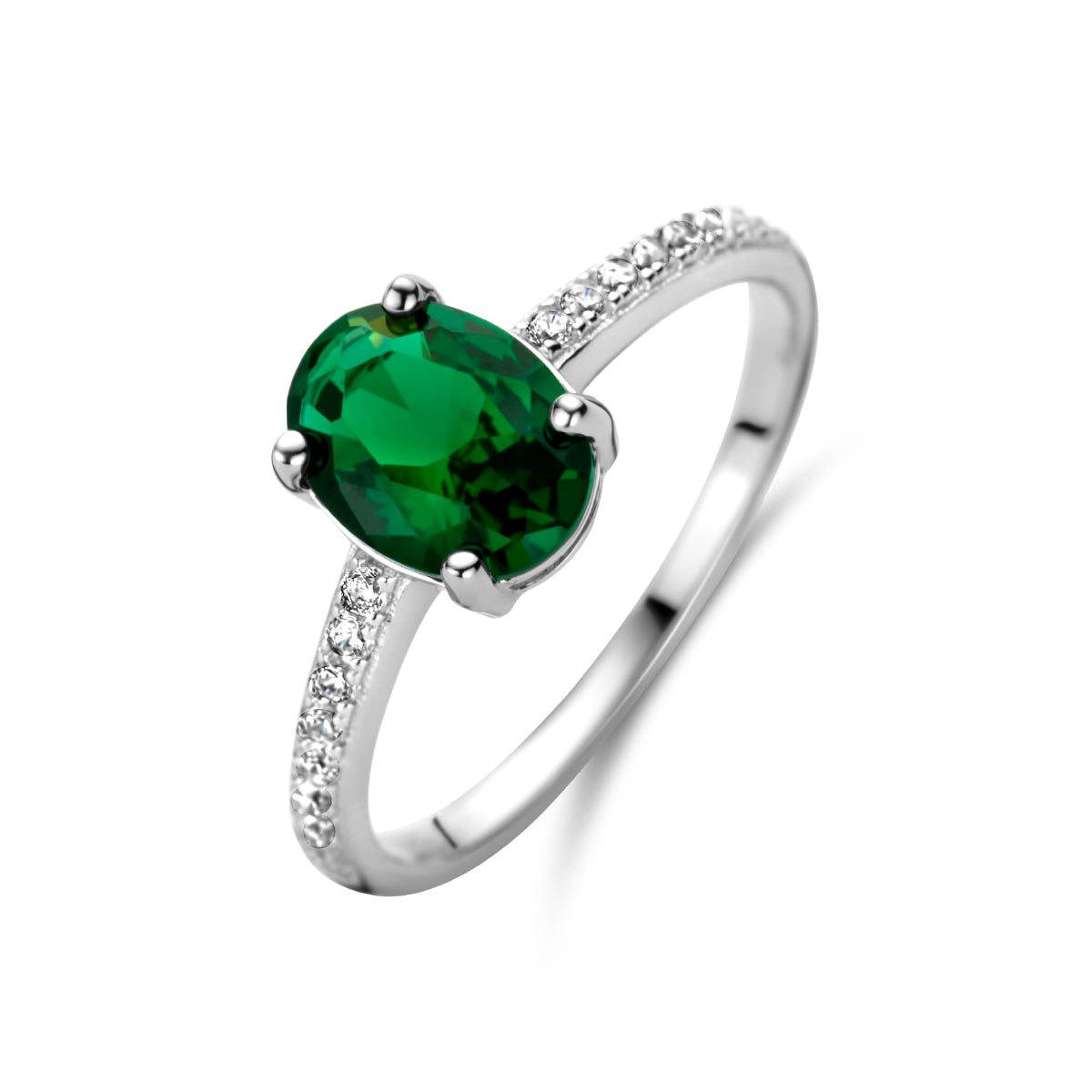 vDam Ring Groen En Wit Zirkonia Zilver Gerhodineerd 1335862