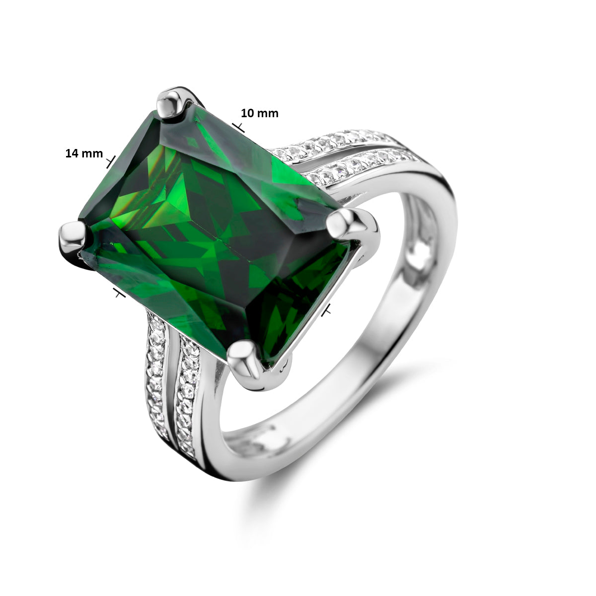 vDam Ring Groen En Wit Zirkonia Zilver Gerhodineerd 1336040 Maat 17¼