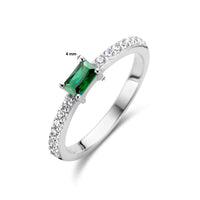 vDam Ring Groen En Wit Zirkonia Zilver Gerhodineerd 1336066 Maat 16