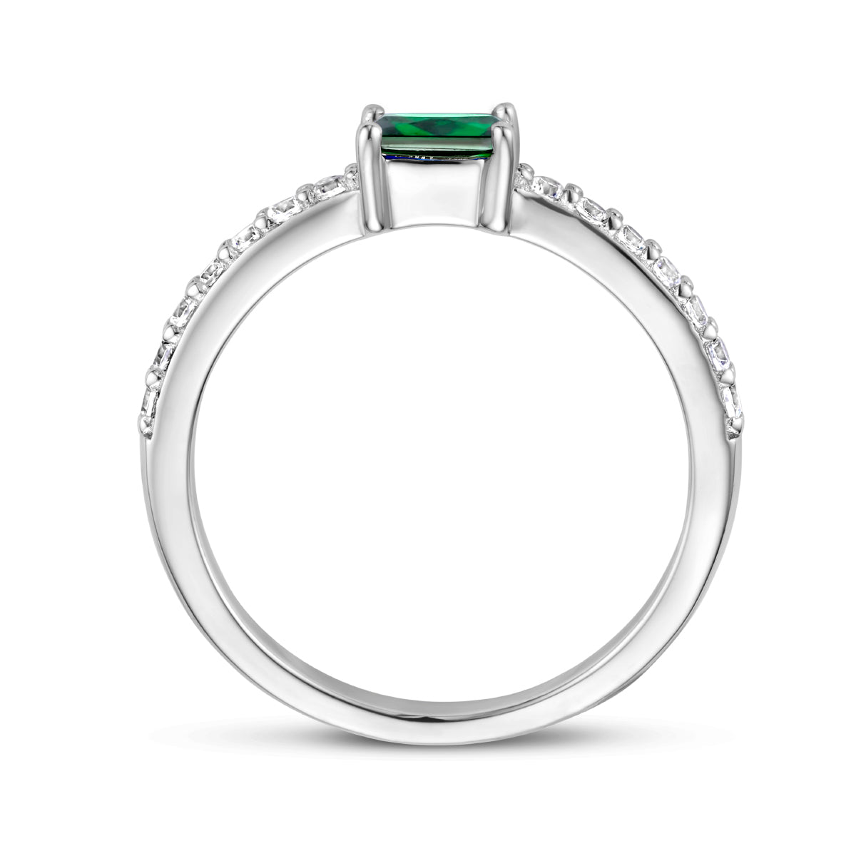 vDam Ring Groen En Wit Zirkonia Zilver Gerhodineerd 1336067 Maat 16½