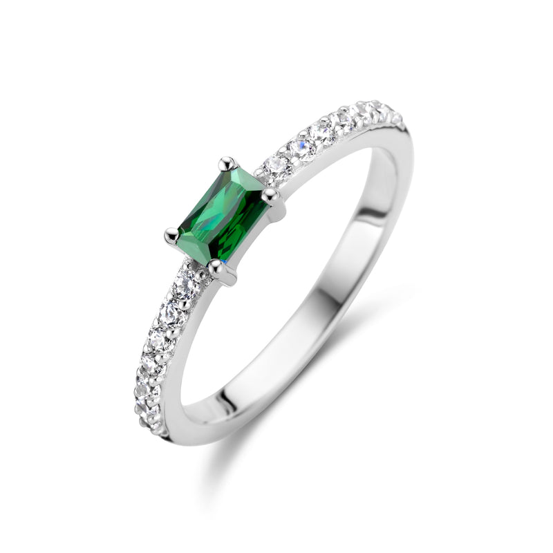 vDam Ring Groen En Wit Zirkonia Zilver Gerhodineerd 1336068