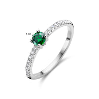 vDam Ring Groen En Wit Zirkonia Zilver Gerhodineerd 13361Maat 16 Maat 16