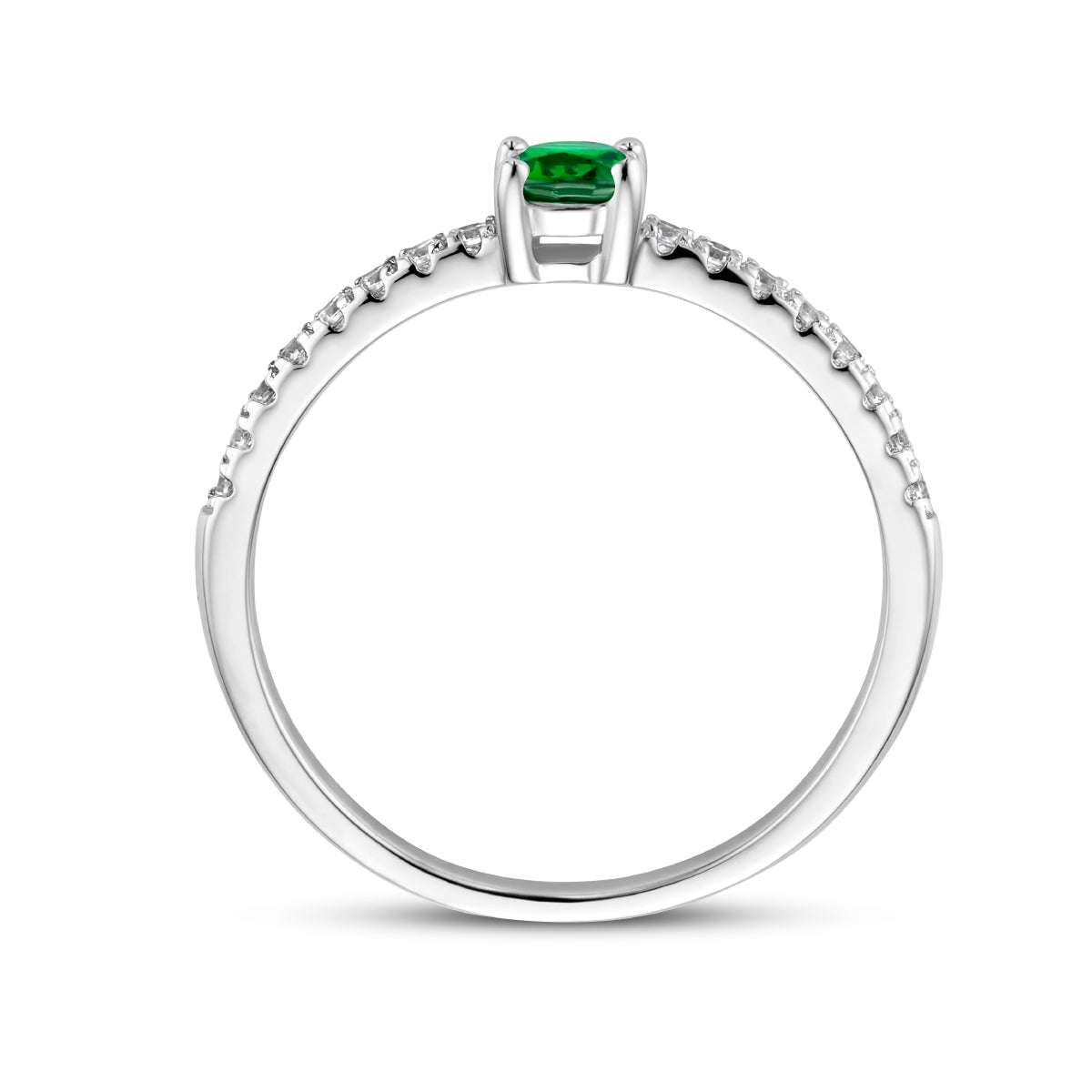 vDam Ring Groen En Wit Zirkonia Zilver Gerhodineerd 1336117 Maat 16½