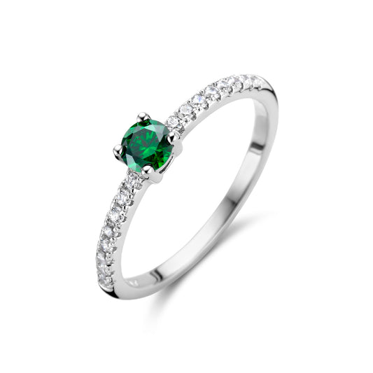 vDam Ring Groen En Wit Zirkonia Zilver Gerhodineerd 1336119