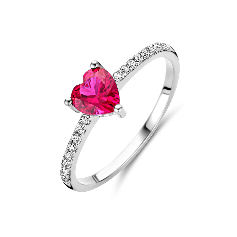 vDam Ring Hart Corundumkleurig En Wit Zirkonia Zilver Gerhodineerd 1338492