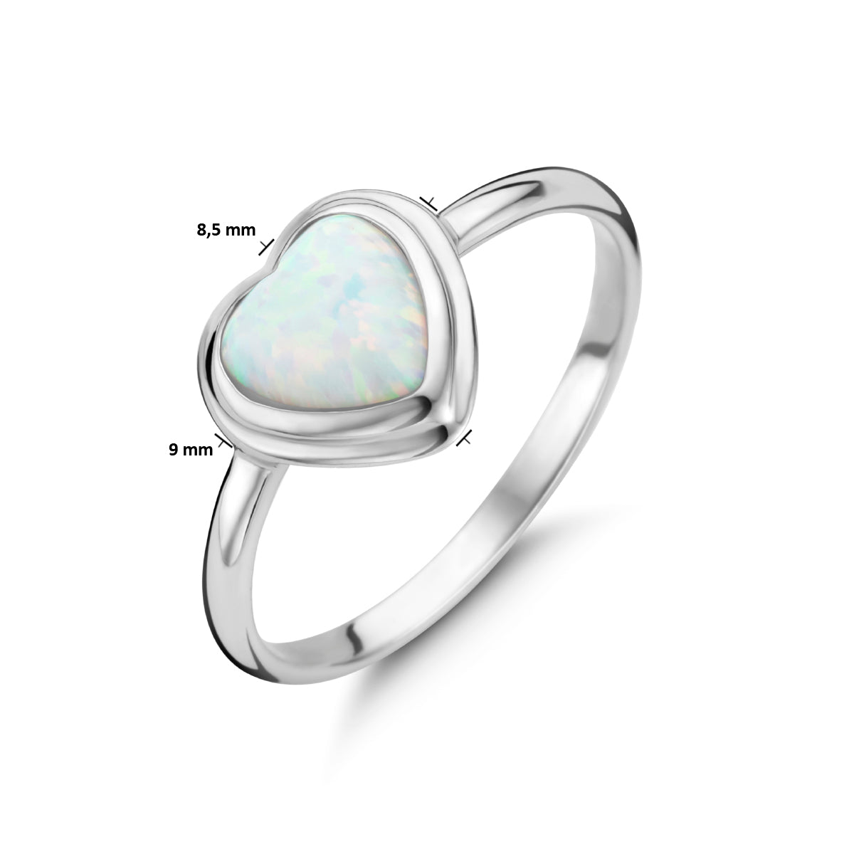 vDam Ring Hart Synth Opaal Zilver Gerhodineerd 1336320 Maat 15