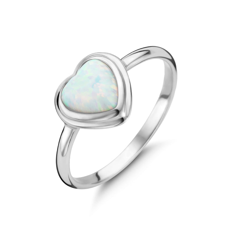 vDam Ring Hart Synth Opaal Zilver Gerhodineerd 1336337