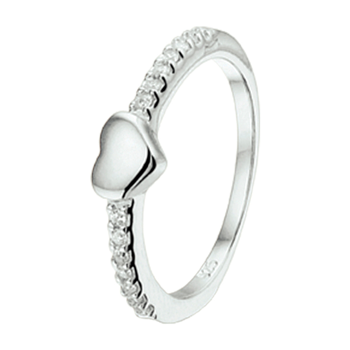 vDam Ring Hart Zirkonia Zilver Gerhodineerd 1325144