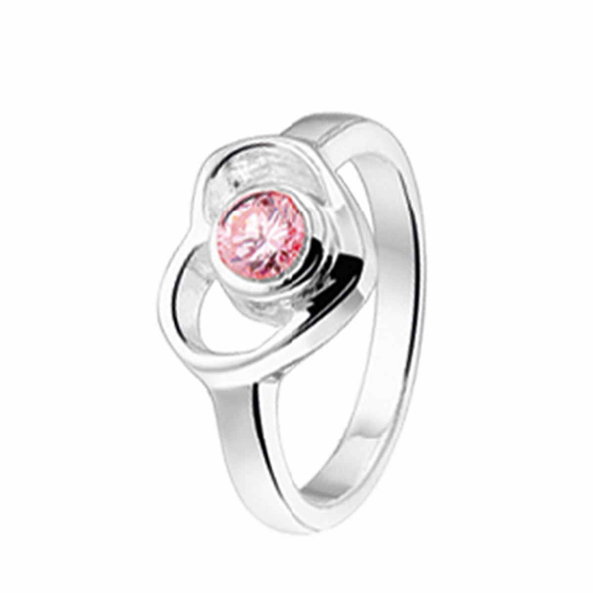 vDam Ring Hart  Roze Zirkonia Zilver Gerhodineerd 1329408