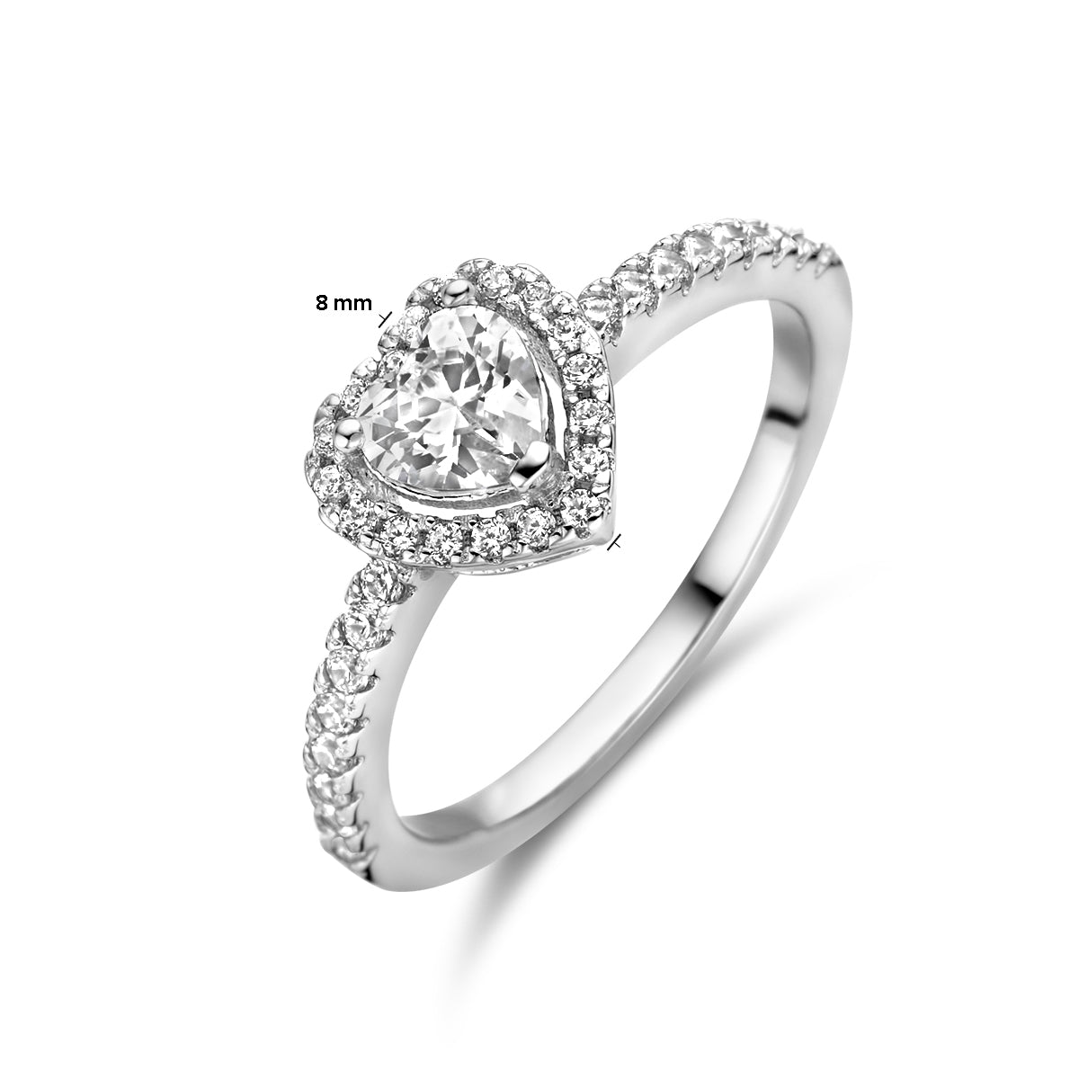 vDam Ring Hart Zirkonia Zilver Gerhodineerd 1336764 Maat 16½