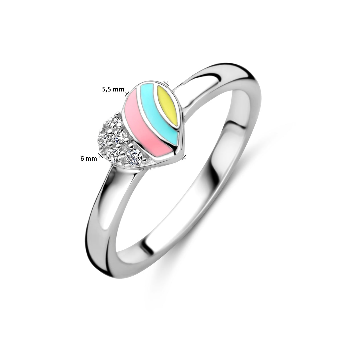 vDam Ring Hart Zirkonia Zilver Gerhodineerd 1337760 Maat 14