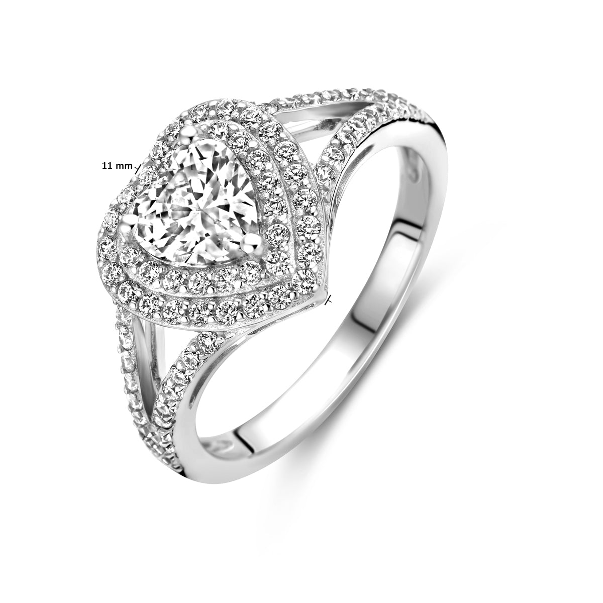 vDam Ring Hart Zirkonia Zilver Gerhodineerd 1338288 Maat 16½