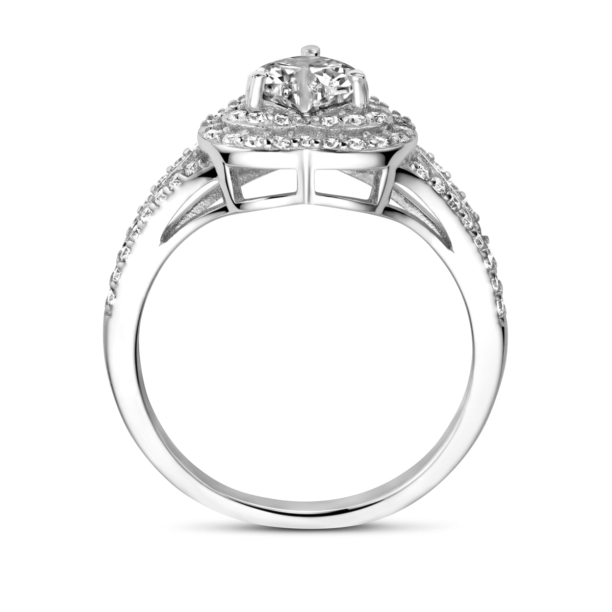 vDam Ring Hart Zirkonia Zilver Gerhodineerd 1338290 Maat 17¾