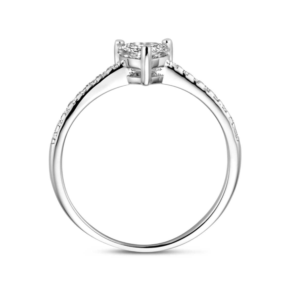 vDam Ring Hart Zirkonia Zilver Gerhodineerd 1338494 Maat 16