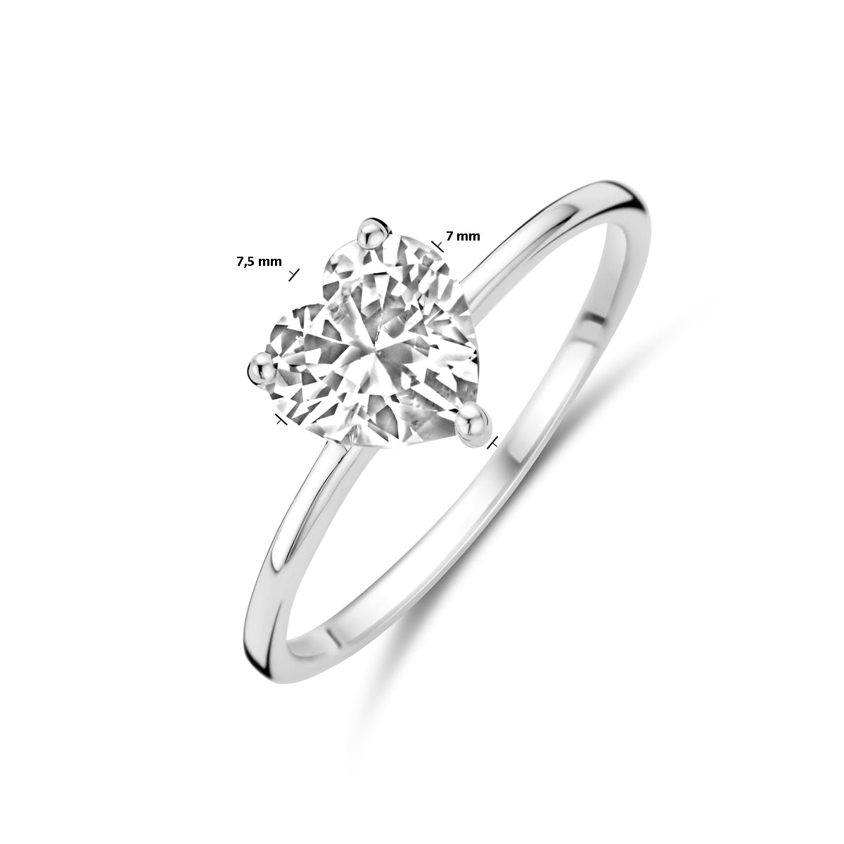 vDam Ring Hartje Zirkonia Zilver Gerhodineerd 1339360 Maat 17¼