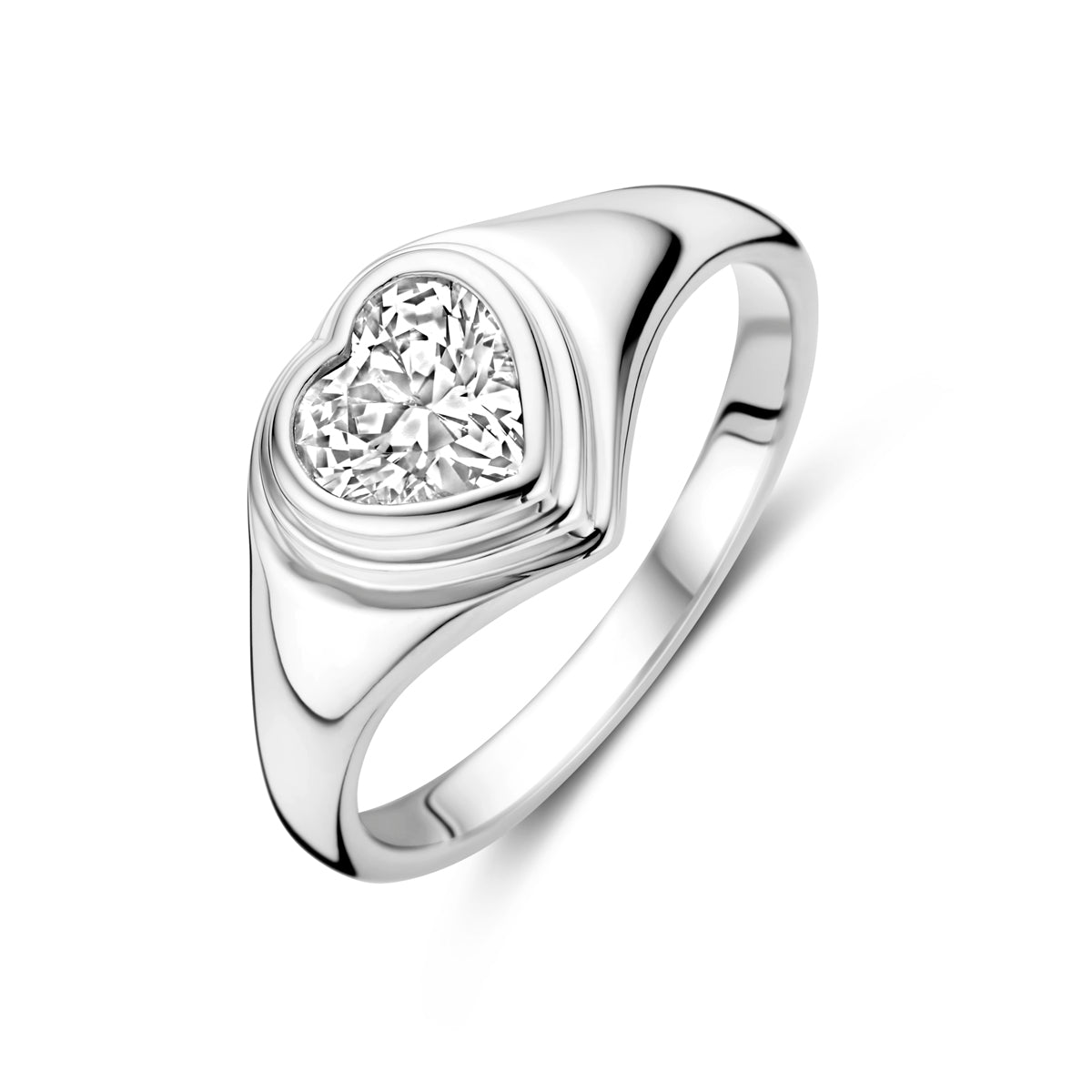 vDam Ring Hartje Zirkonia Zilver Gerhodineerd 1339376
