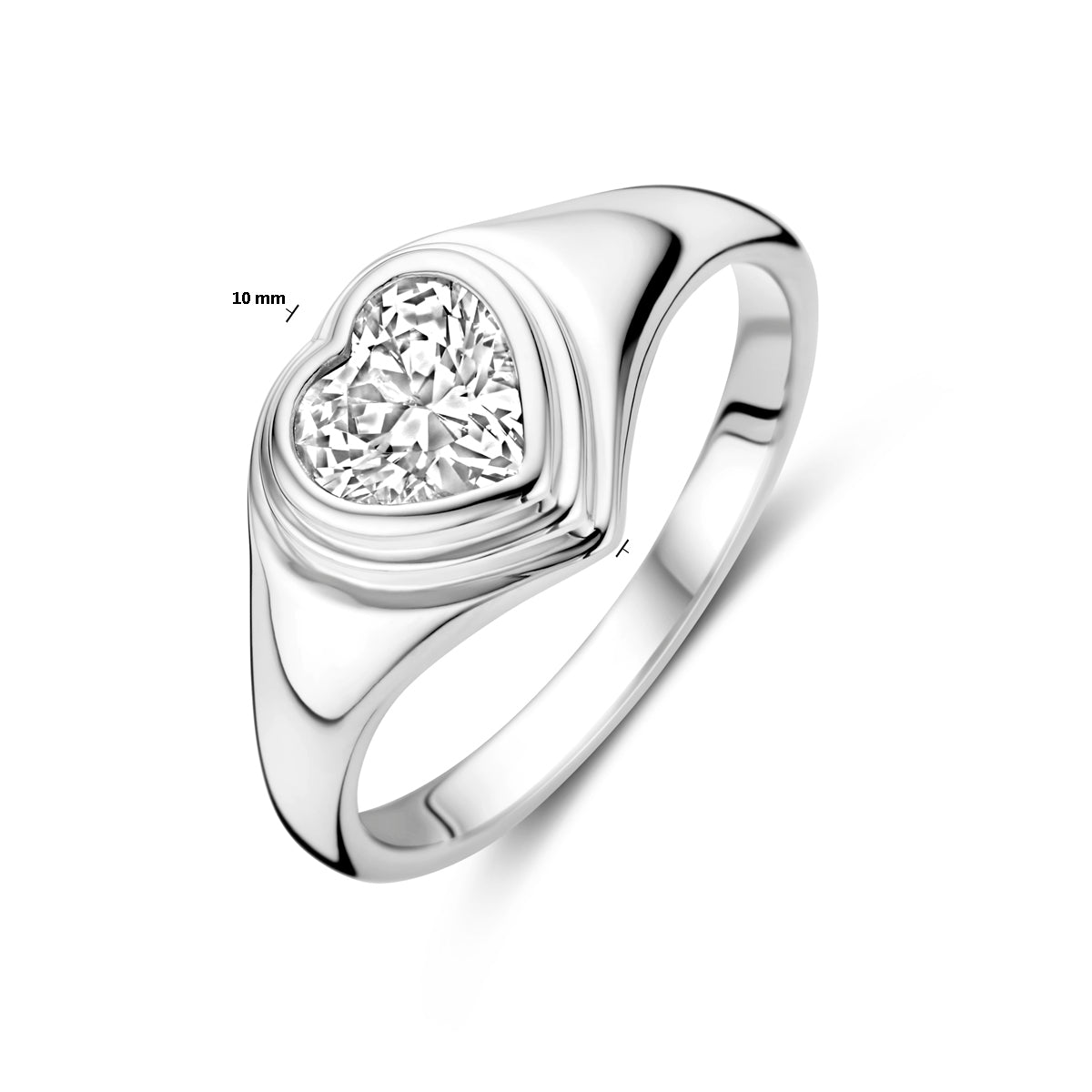 vDam Ring Hartje Zirkonia Zilver Gerhodineerd 1339376 Maat 17¾