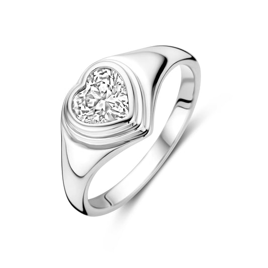 vDam Ring Hartje Zirkonia Zilver Gerhodineerd 1339377
