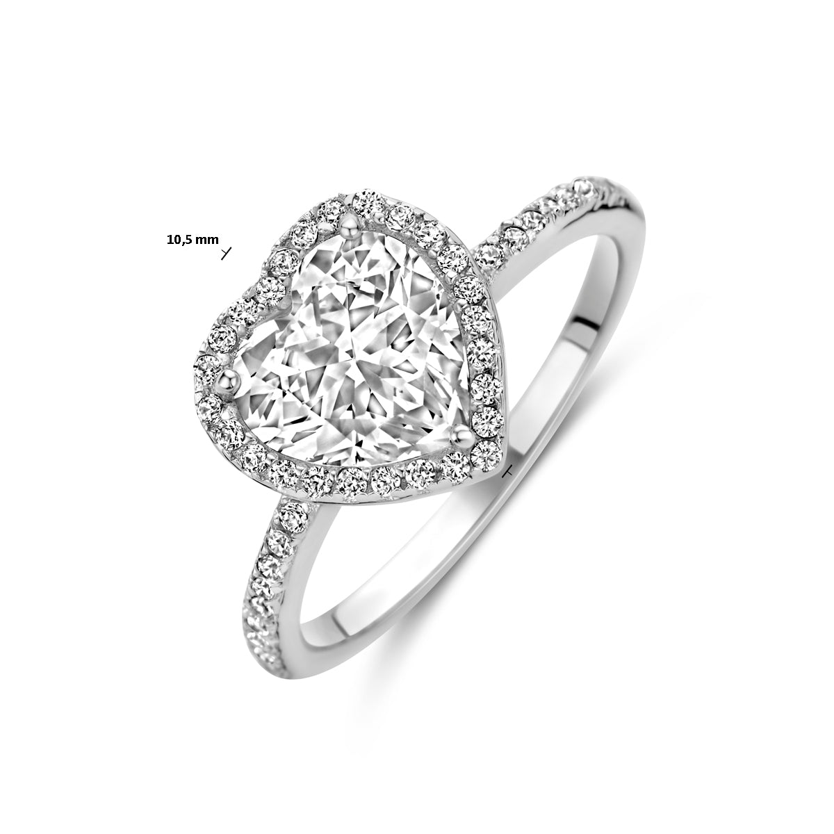vDam Ring Hartje Zirkonia Zilver Gerhodineerd 1339441 Maat 18½