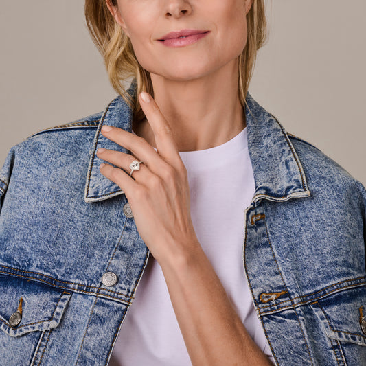 vDam Ring Hartje Zirkonia Zilver Gerhodineerd 1339441 Maat 18½