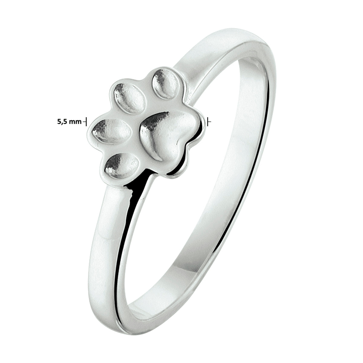 vDam Ring Hondenpoot Zilver Gerhodineerd 1332091 Maat 14¾
