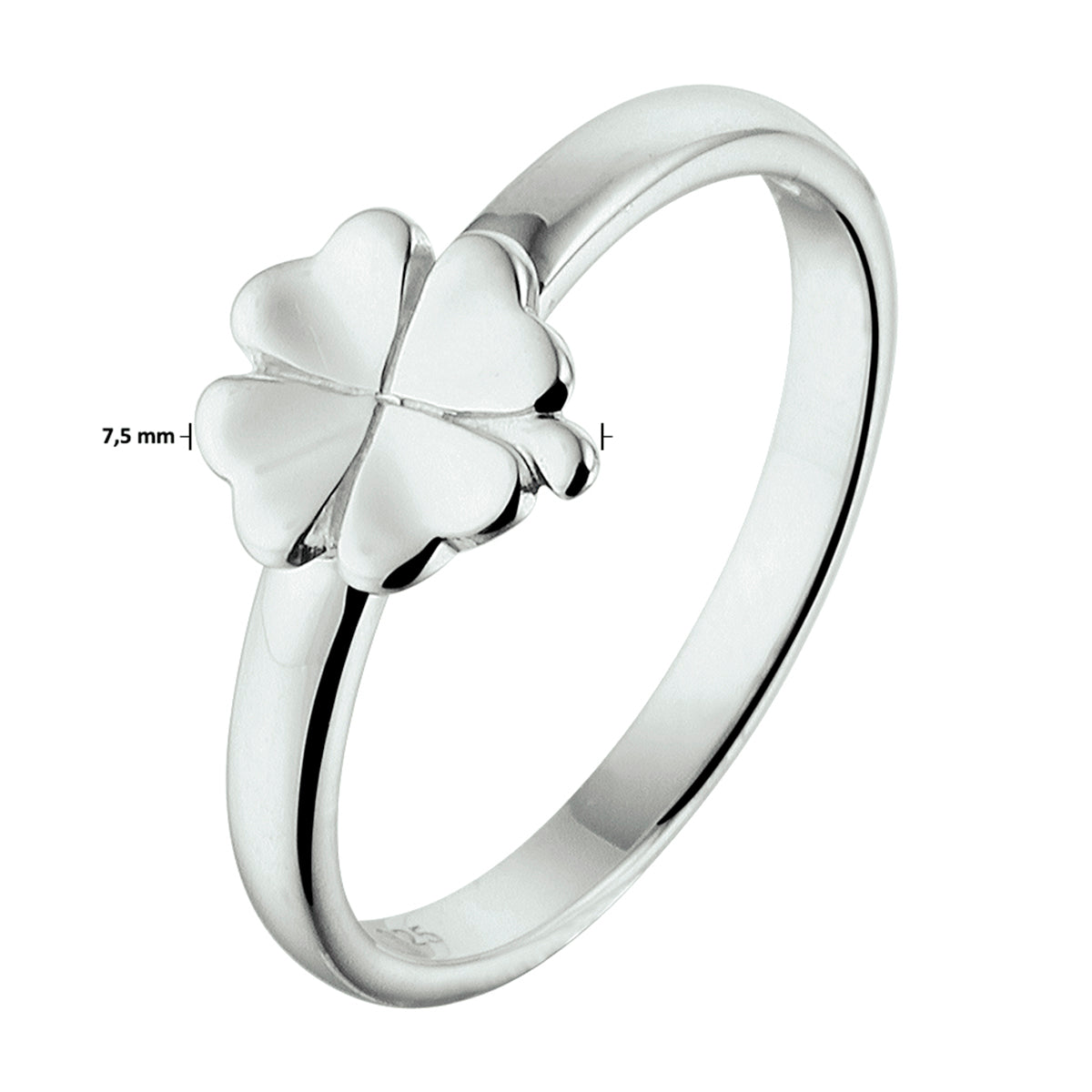 vDam Ring Klaver Zilver Gerhodineerd Maat 1332052 Maat 13