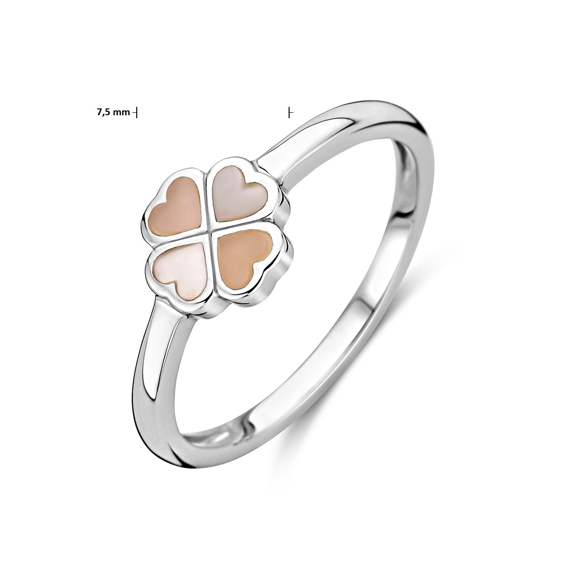 vDam Ring Klavertje Parelmoer Zilver Gerhodineerd 1337843 Maat 17¼