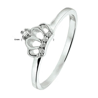 vDam Ring Kroon Zirkonia Zilver Gerhodineerd 1328199 Maat 13½