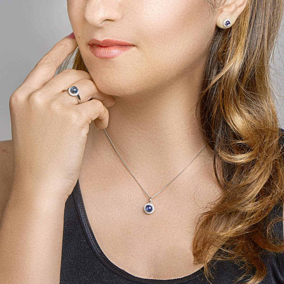 vDam Ring London Blue Topaas En Zirkonia Zilver Gerhodineerd 1330256 Maat 16½