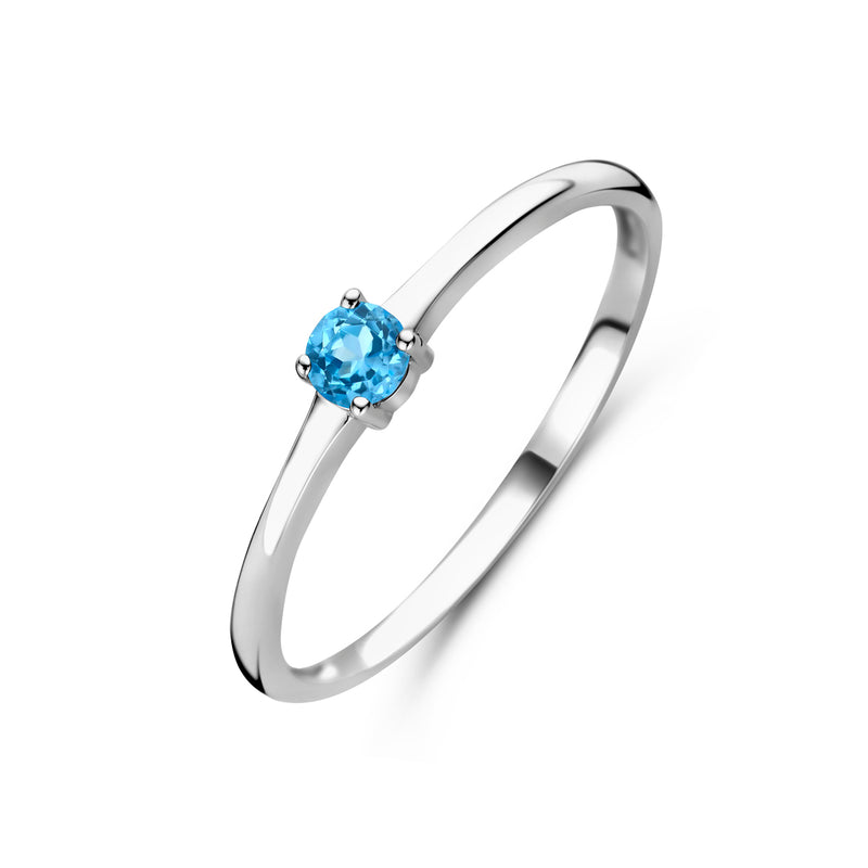 vDam Ring Met Geboortesteen Blauw Topaas December Zilver Gerhodineerd 1337099