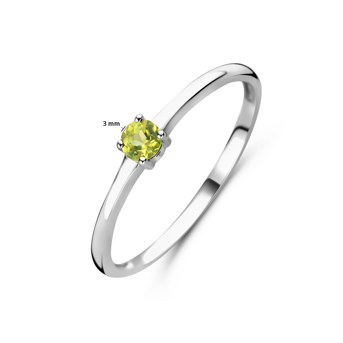 vDam Ring Met Geboortesteen Peridot Augustus Zilver Gerhodineerd 1337113 Maat 18