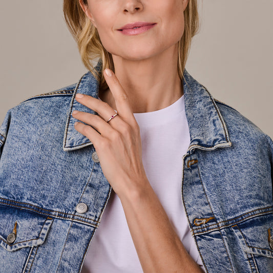 vDam Ring Met Geboortesteen Roze Toermalijn Oktober Zilver Gerhodineerd 1337115 Maat 16½