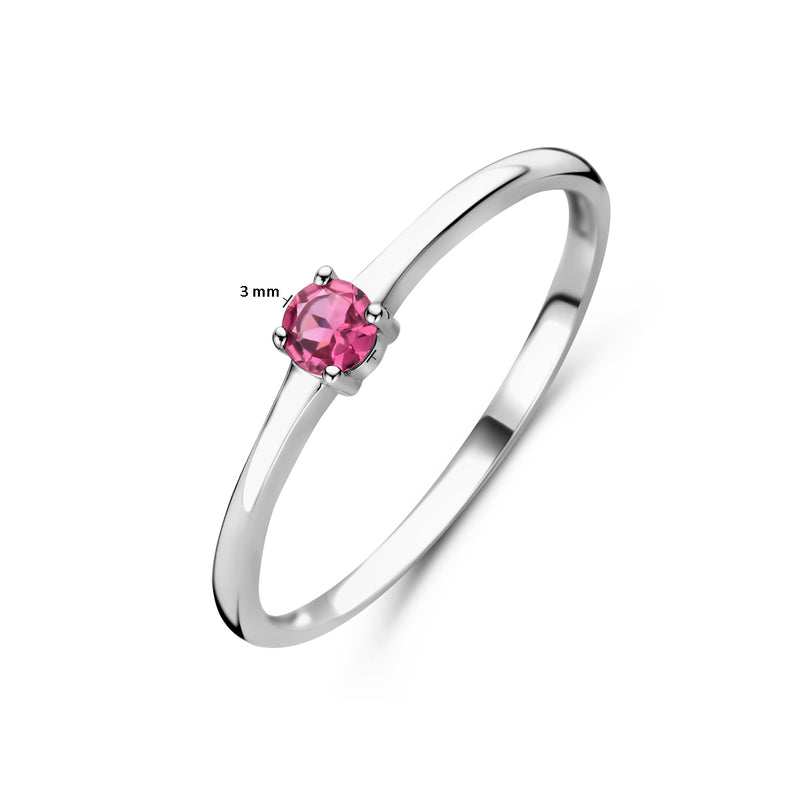 vDam Ring Met Geboortesteen Roze Toermalijn Oktober Zilver Gerhodineerd 1337117 Maat 17½