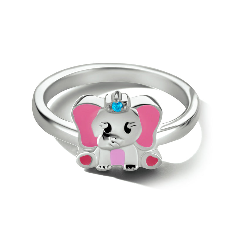 vDam Ring Olifant Blauw Zirkonia Zilver Gerhodineerd 1334494