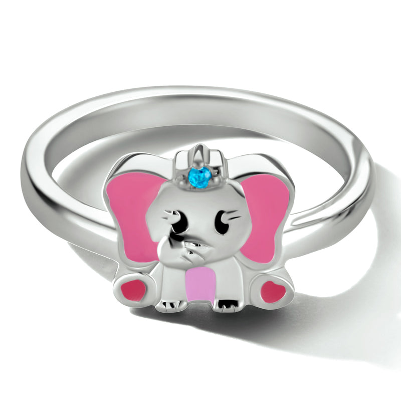 vDam Ring Olifant Blauw Zirkonia Zilver Gerhodineerd 1334495 Maat 14