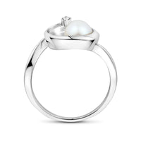 vDam Ring Ovaal Parel En Zirkonia 9,5 Mm Zilver Gerhodineerd 1339754 Maat 18½