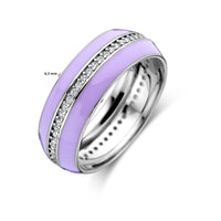vDam Ring Paars Emaille En Zirkonia Zilver Gerhodineerd 1338703 Maat 18½