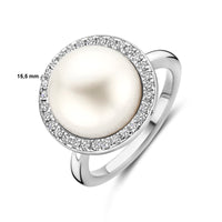 vDam Ring Parel En Zirkonia Halo Zilver Gerhodineerd 1339101 Maat 18½