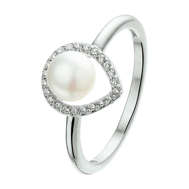 vDam Ring Parel En Zirkonia Zilver Gerhodineerd 1327886