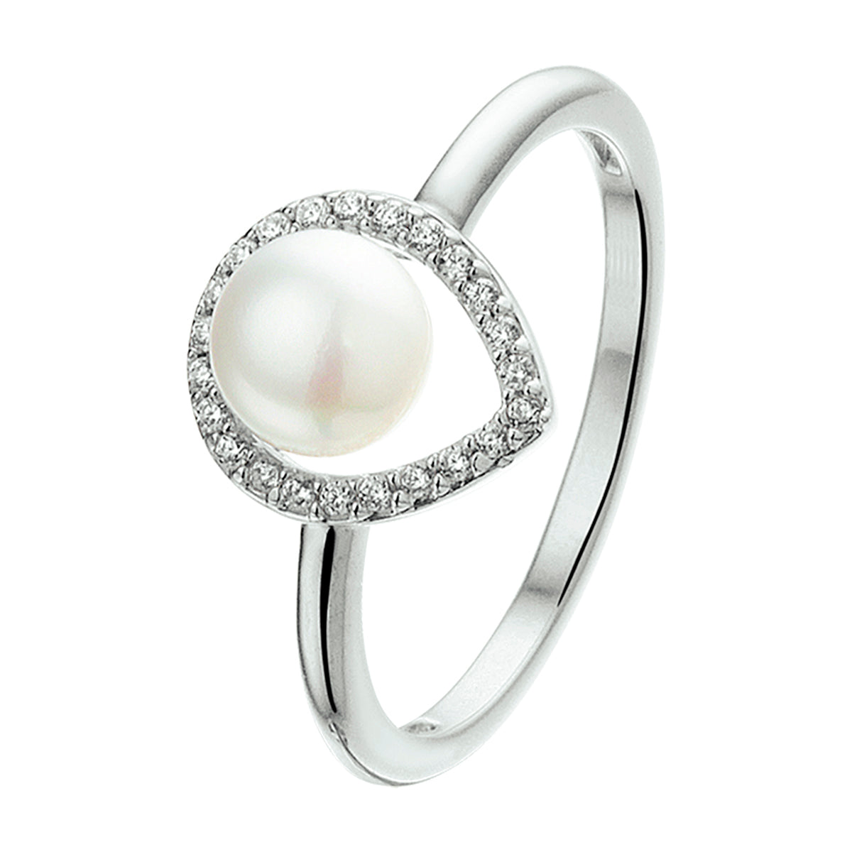 vDam Ring Parel En Zirkonia Zilver Gerhodineerd 1327887